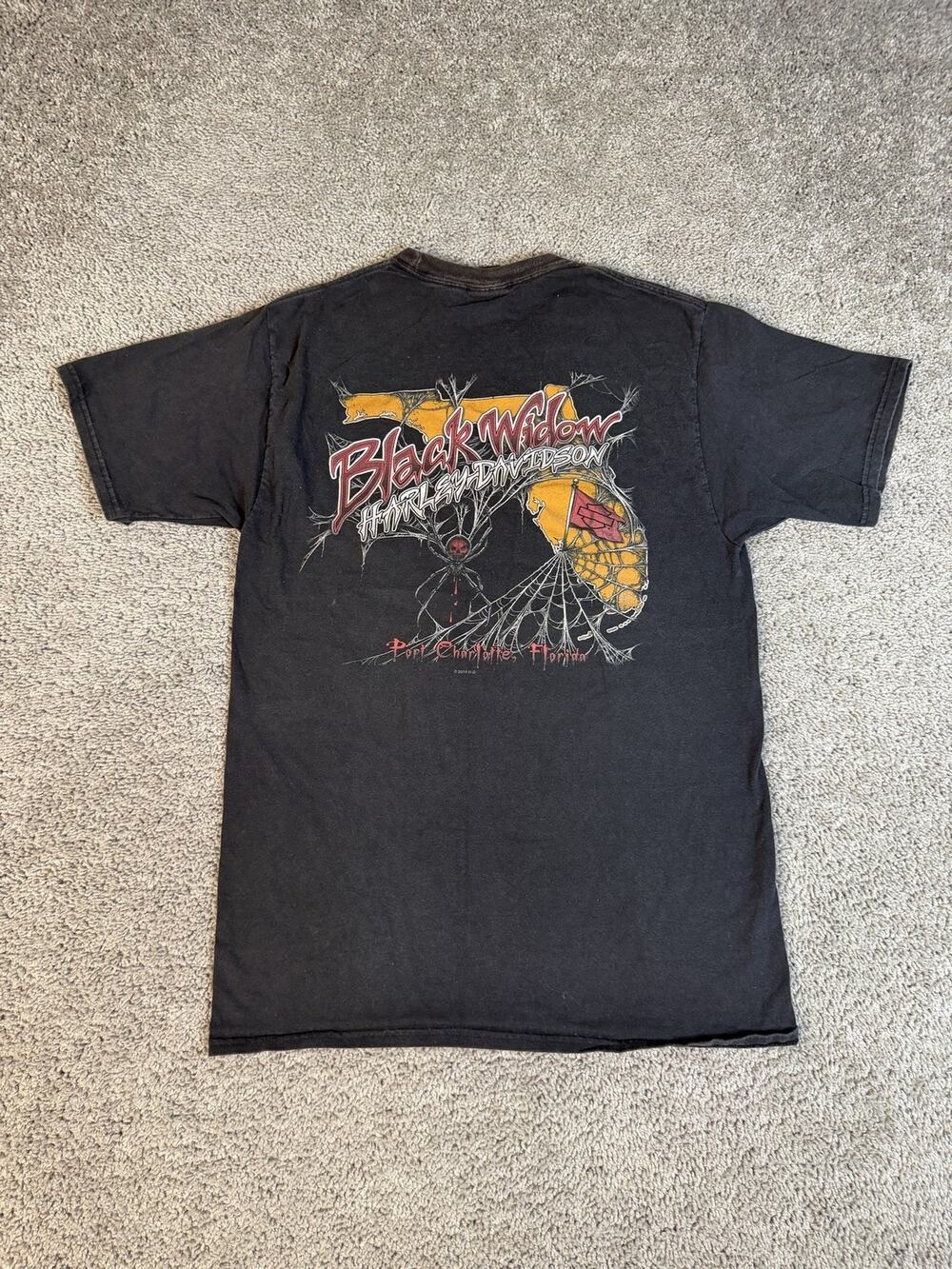 Harley-Davidson Shirt Mens M Black Black Widow Back Graphic Crew Neck Cotton